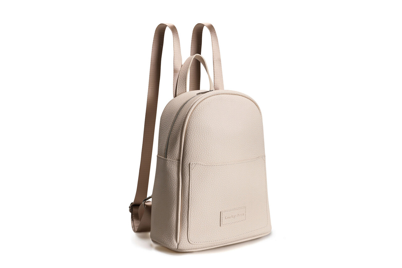 Rucsac, Lucky Bees, 528 Cream, piele ecologica, crem - imagine 6